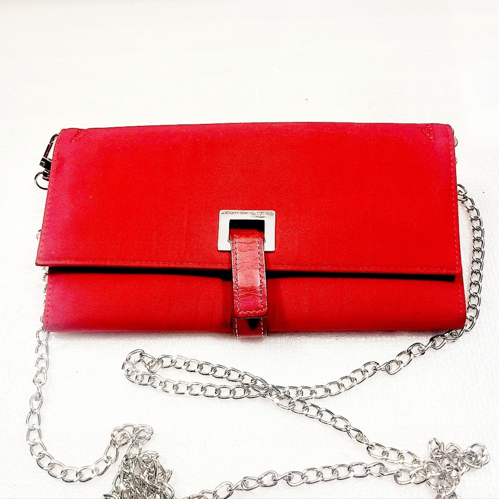 Prada Canvas Leather Wallet On Chain
